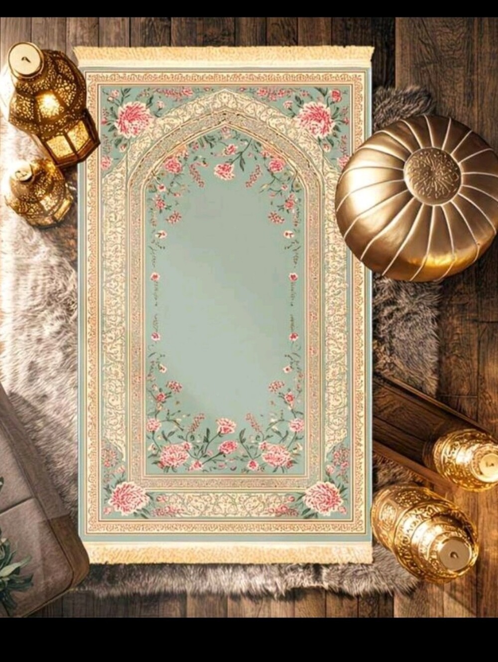 🟩Mint Green Floral Prayer📿✨️Rug